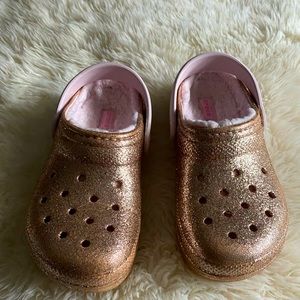 Girls’ Glitter Crocs (lined) size 3Y